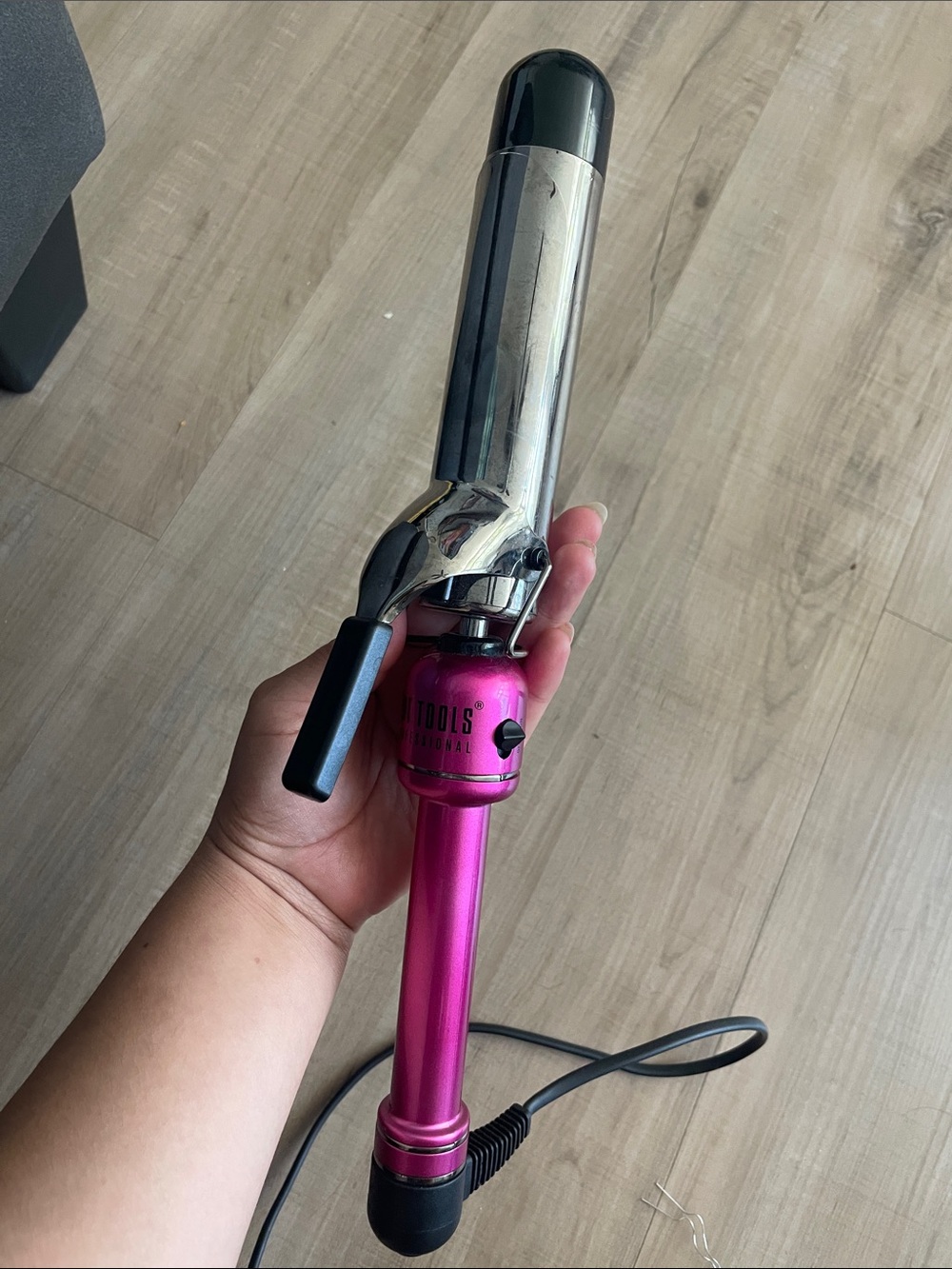 Metallic Pink Curling Iron with Clamp